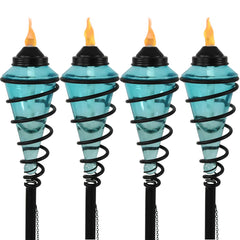 Adjustable Height Glass and Metal Swirl Patio and Lawn Torch Set Pack of 2