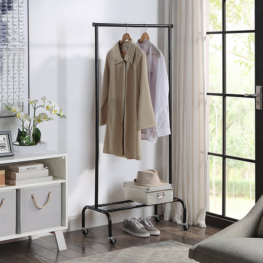 Single Garment Rack with 1-Tier Lower Shelf