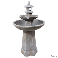 40"H Electric Polyresin 2-Tiered Pagoda Water Fountain with LED Light