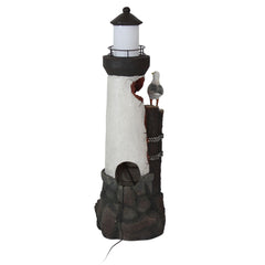 36"H Electric Polyresin Gull's Cove Lighthouse Water Fountain with LED Light