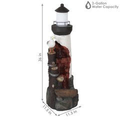 36"H Electric Polyresin Gull's Cove Lighthouse Water Fountain with LED Light