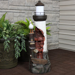 36"H Electric Polyresin Gull's Cove Lighthouse Water Fountain with LED Light