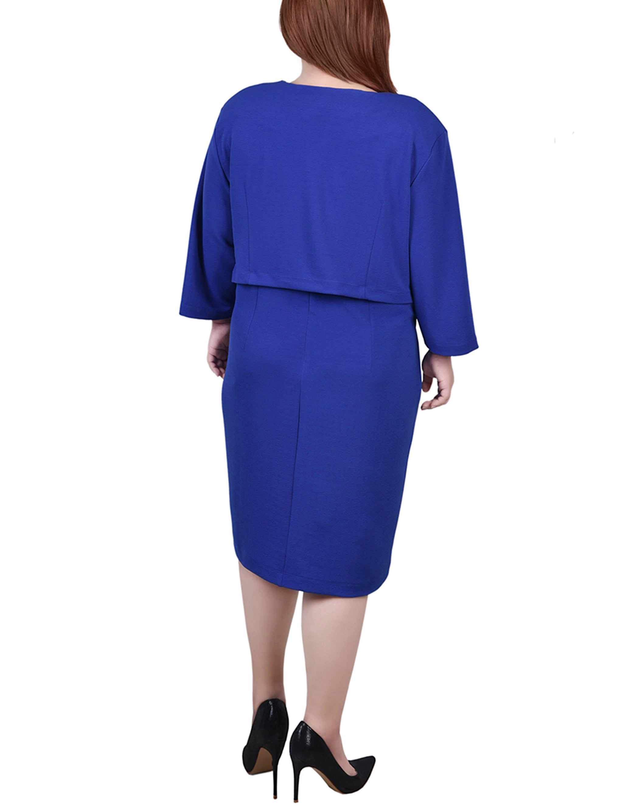  NY Collection Plus Size 2 Piece Dress Set - Cobalt - Bonton