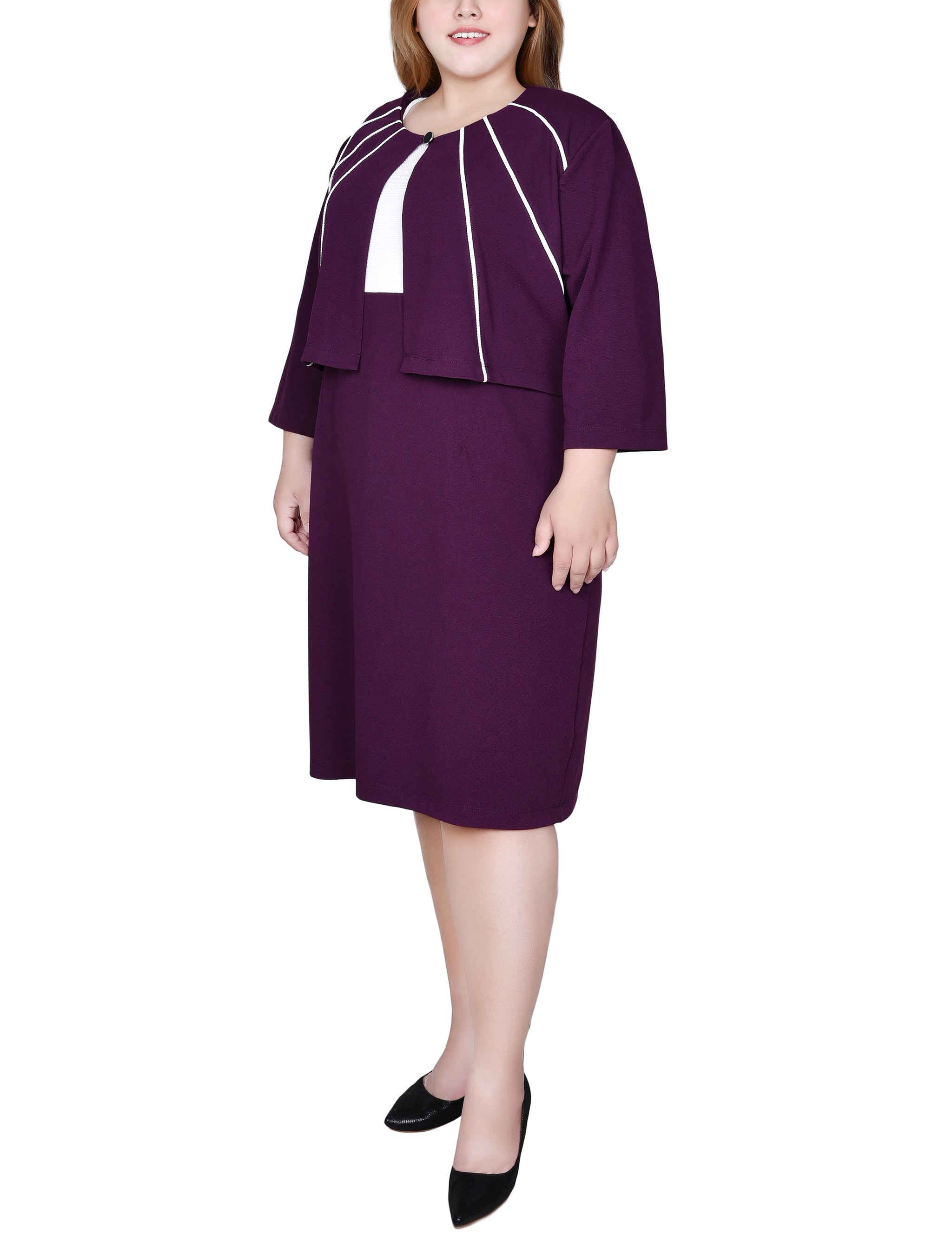  NY Collection Plus Size 2 Piece Dress Set - Cobalt - Bonton