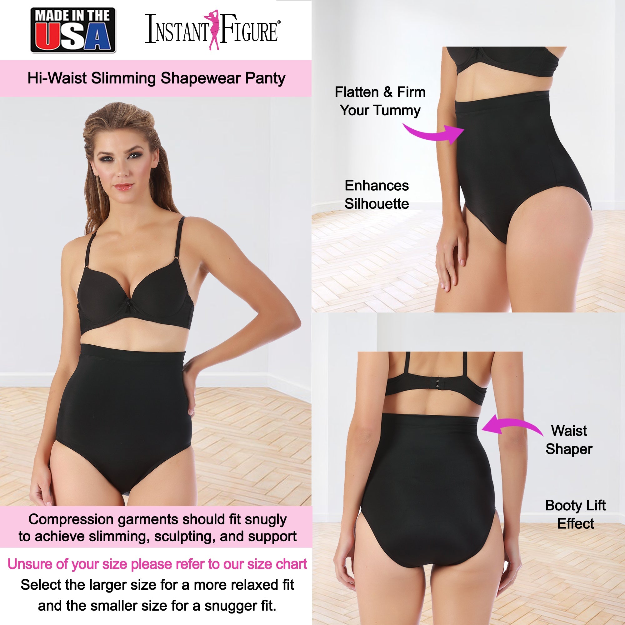  InstantFigure InstantFigure Shapewear Plus Size Hi-Waist Slimming Panty WPY019C - Black - Bonton