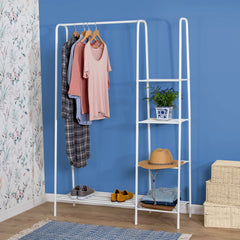 Freestanding Closet With Clothes Rack and Shelves