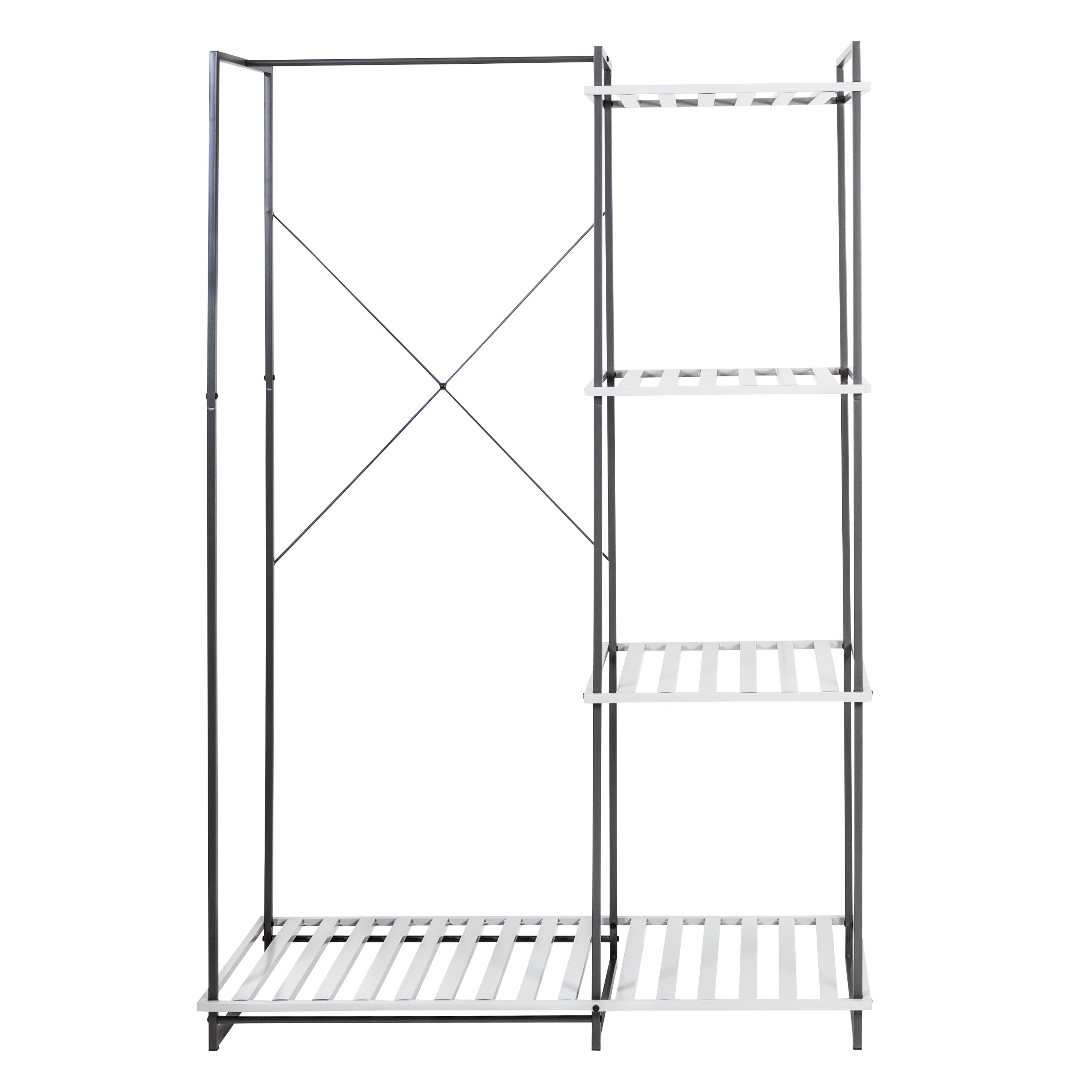  Honey-Can-Do Freestanding Open Metal Closet Wardrobe - Grey - Bonton