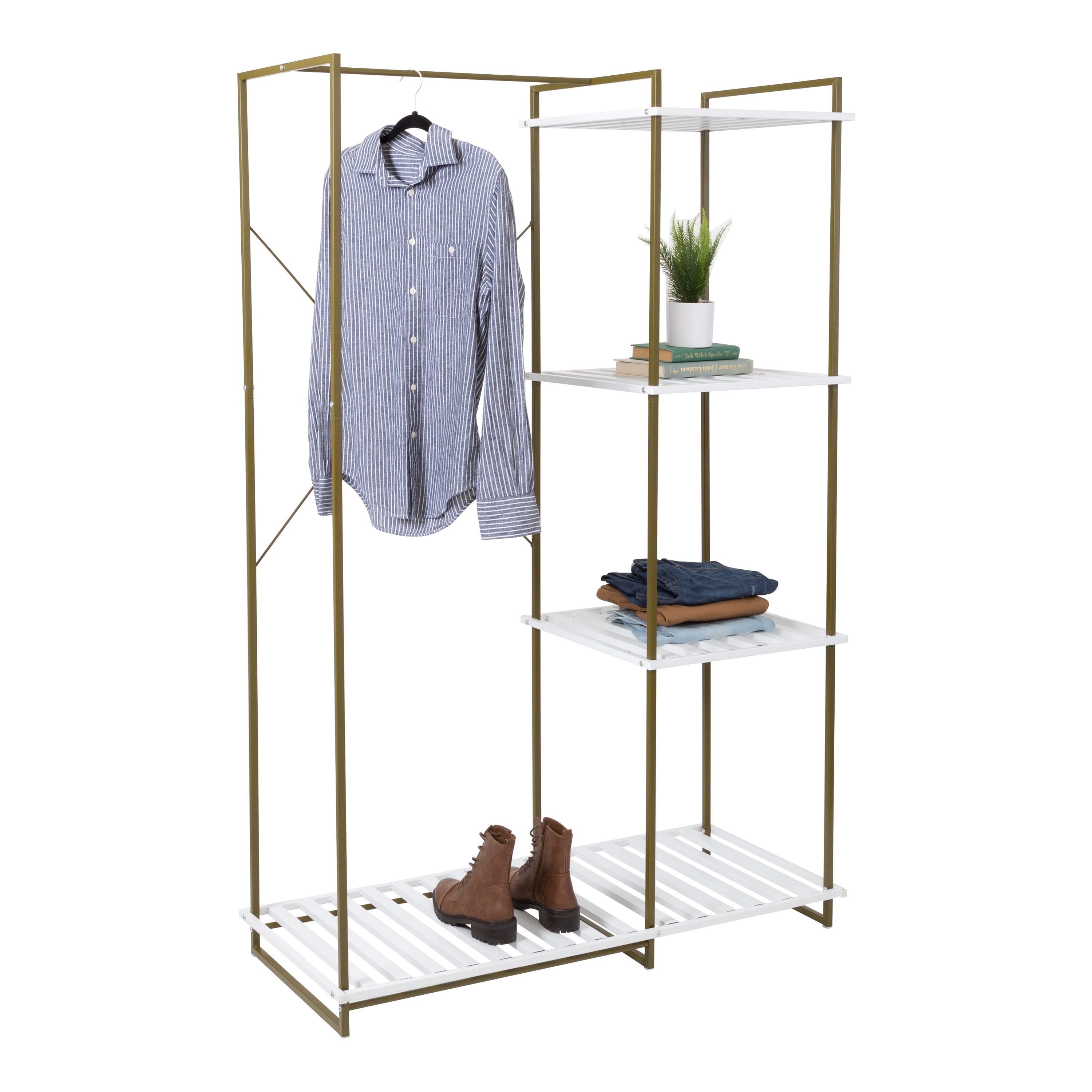  Honey-Can-Do Freestanding Open Metal Closet Wardrobe - Olive - Bonton