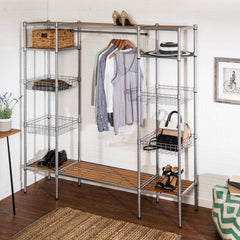 Freestanding Closet With Garment Bar and Shelves