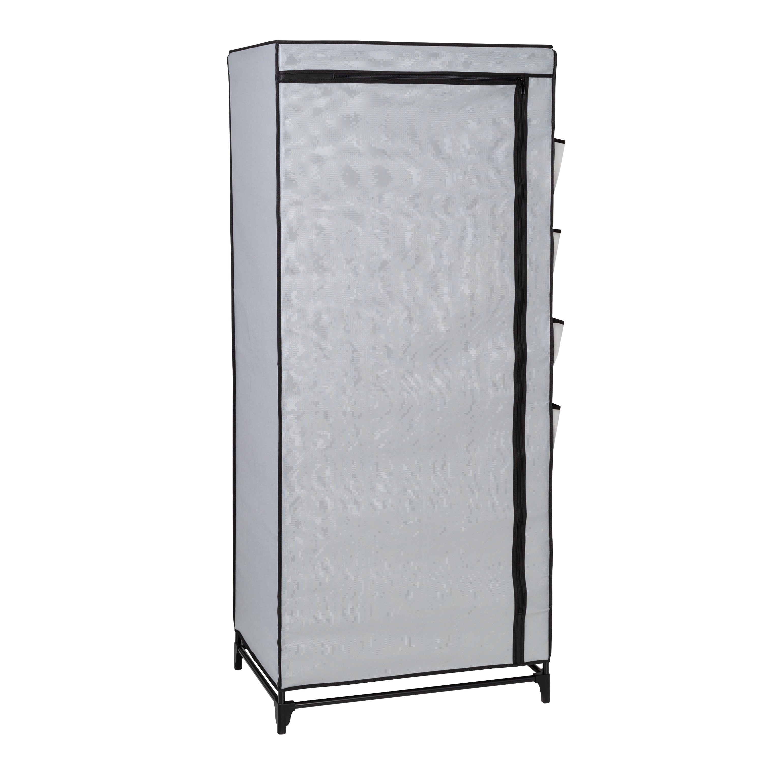  Honey-Can-Do Wide Portable Wardrobe Closet with Cover and Side Pockets - Grey - Bonton