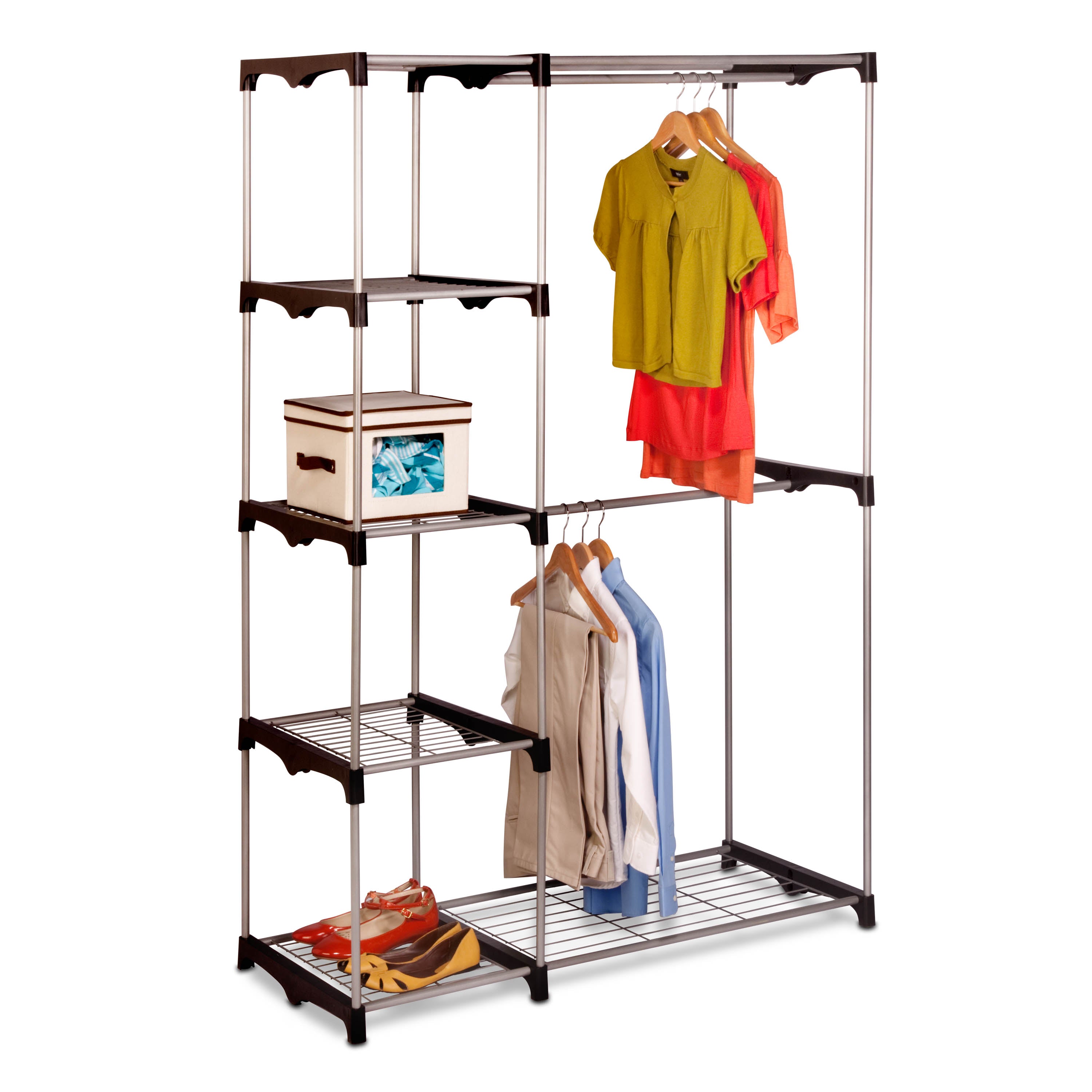  Honey-Can-Do Double Rod Freestanding Closet - Silver - Bonton