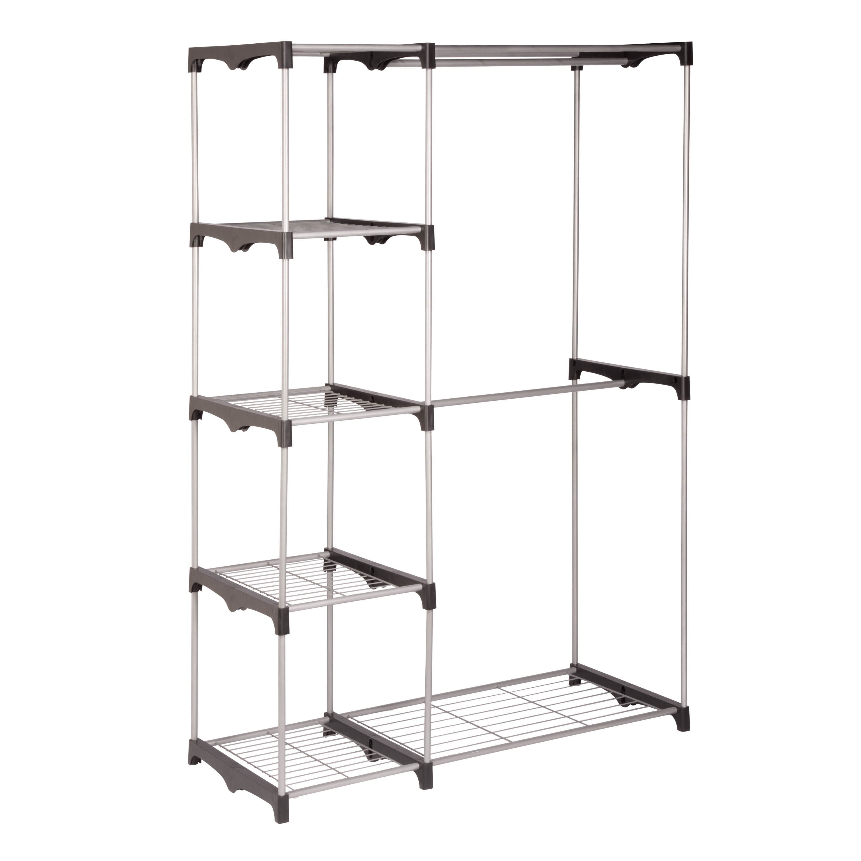  Honey-Can-Do Double Rod Freestanding Closet - Silver - Bonton