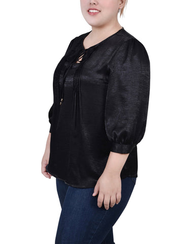 Plus Size Elbow Sleeve Satin Blouse