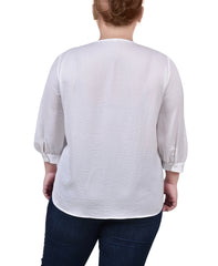 Plus Size Elbow Sleeve Satin Blouse