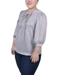 Plus Size Elbow Sleeve Satin Blouse