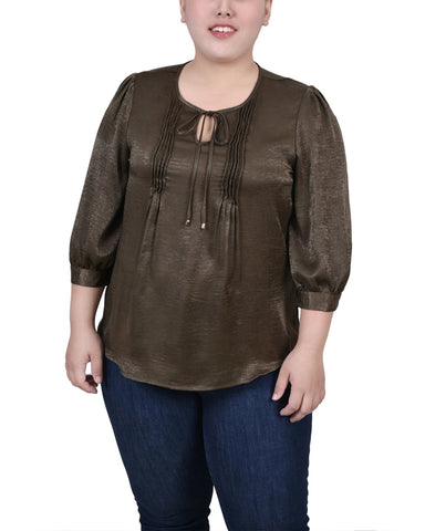 Plus Size Elbow Sleeve Satin Blouse