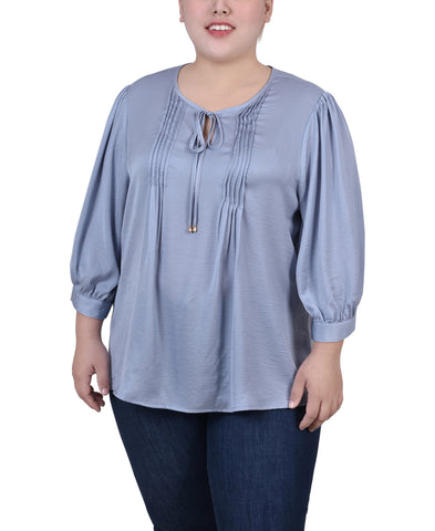 Plus Size Elbow Sleeve Satin Blouse