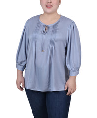Plus Size Elbow Sleeve Satin Blouse