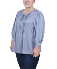 Plus Size Elbow Sleeve Satin Blouse