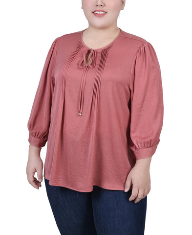 Plus Size Elbow Sleeve Satin Blouse