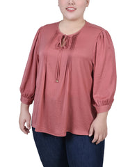 Plus Size Elbow Sleeve Satin Blouse
