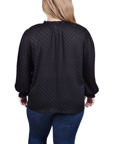 Long Sleeve Smocked Cuff Blouse