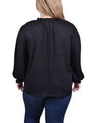 Long Sleeve Smocked Cuff Blouse