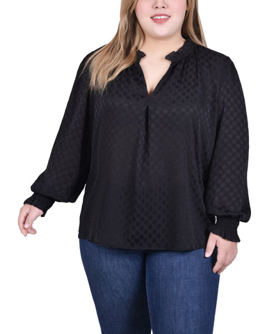 Long Sleeve Smocked Cuff Blouse