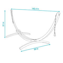 Heavy-Duty Two-Person Curved Larch Wood Hammock Stand Only - 400 lb Weight Capacity