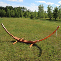 Heavy-Duty Two-Person Curved Larch Wood Hammock Stand Only - 400 lb Weight Capacity