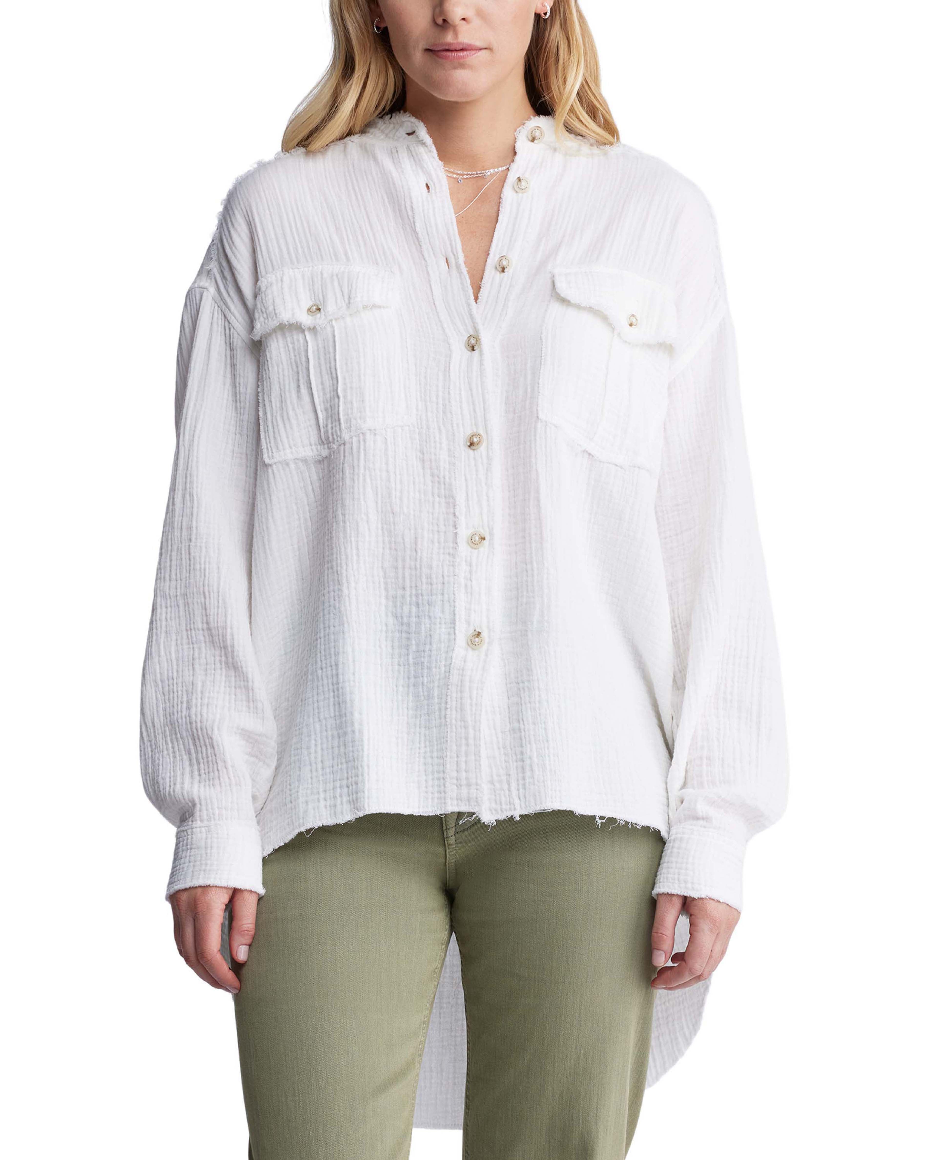  Buffalo David Bitton Taylee Ls Oversized Dbl Pkt Shirt - Marshmallow - Bonton