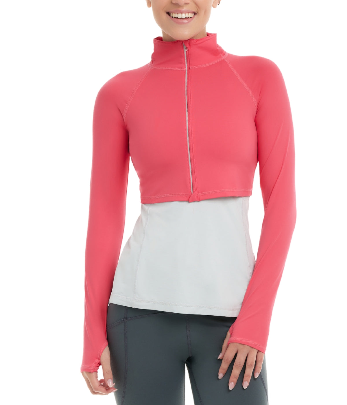  BloqUV BloqUV Women's UPF 50+ Sun Protection Full Zip Crop Top - Watermelon - Bonton