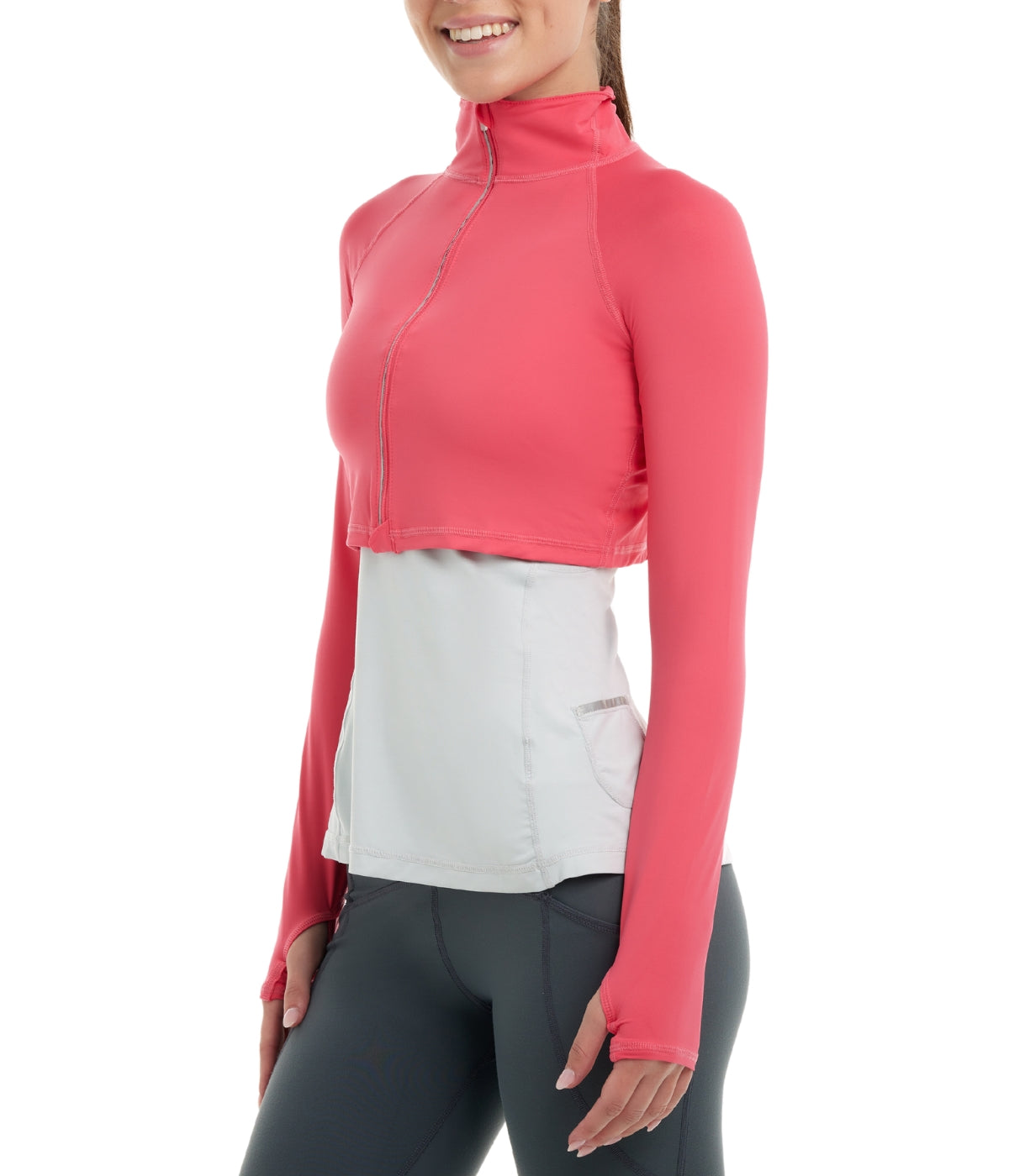  BloqUV BloqUV Women's UPF 50+ Sun Protection Full Zip Crop Top - Watermelon - Bonton