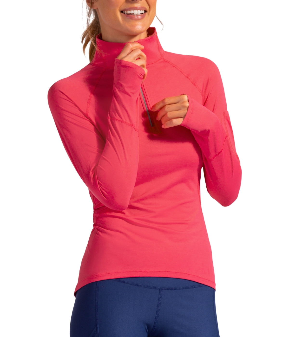  BloqUV BloqUV Women's UPF 50+ Sun Protection Mock Neck Quarter Zip Top - Watermelon - Bonton