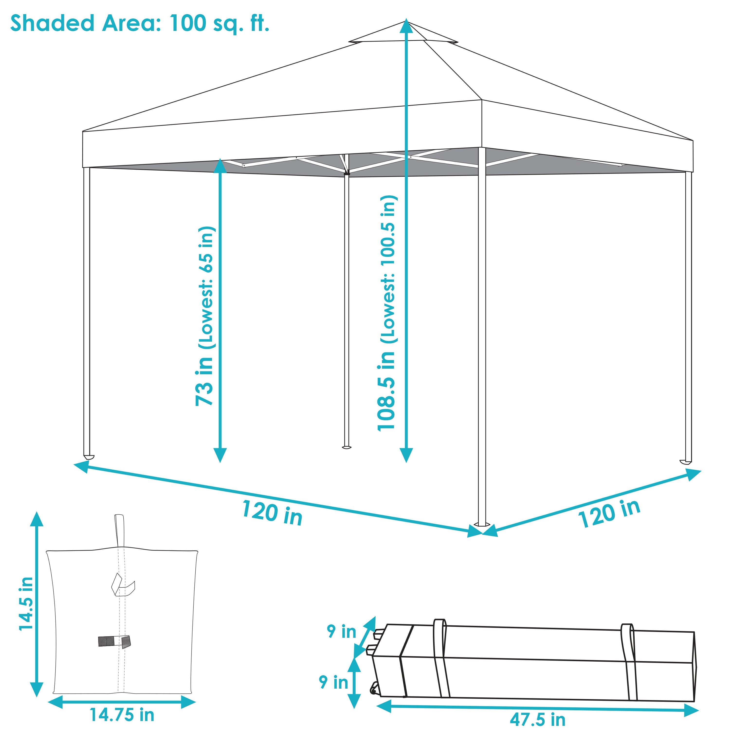  Sunnydaze Decor Premium Pop-Up Canopy with Rolling Carry Bag and Sandbags - Blue - Bonton