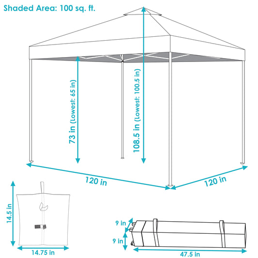 Premium Pop-Up Canopy with Rolling Carry Bag and Sandbags