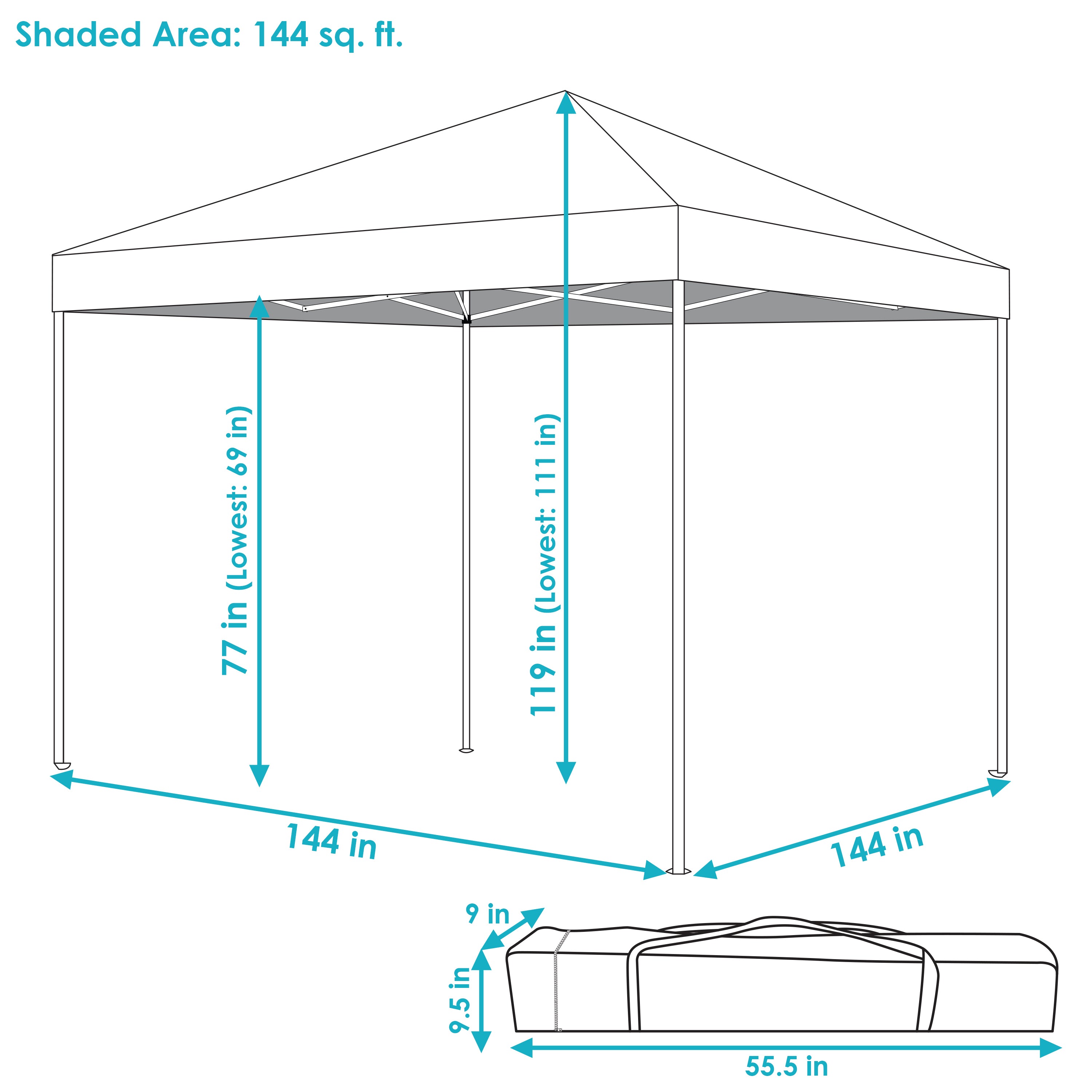  Sunnydaze Decor Standard Pop Up Canopy with Carry Bag - 12' x 12' - Gray - Bonton