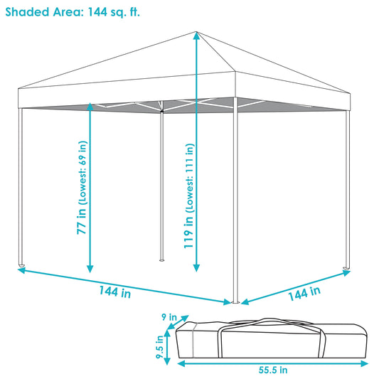 Standard Pop Up Canopy with Carry Bag - 12' x 12'