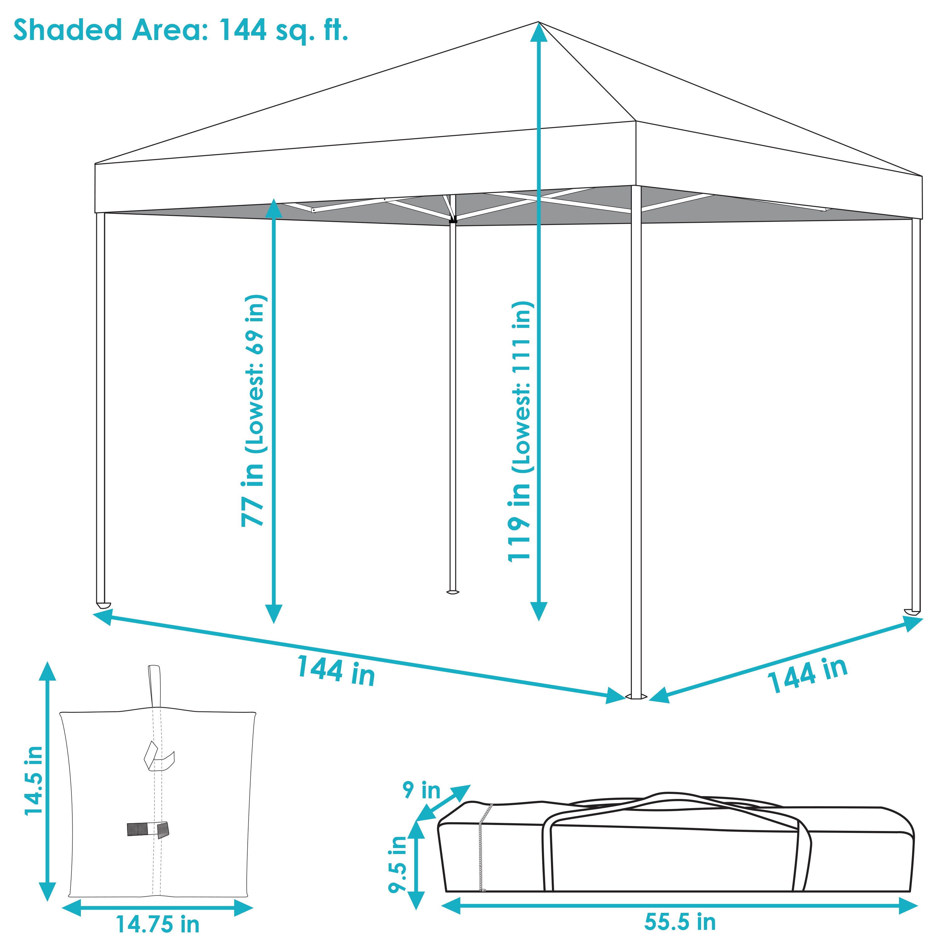  Sunnydaze Decor Premium Pop-Up Canopy with Rolling Carry Bag and Sandbags - Blue - Bonton