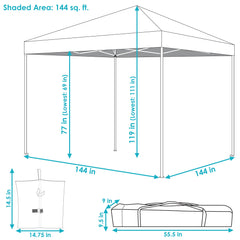 Premium Pop-Up Canopy with Rolling Carry Bag and Sandbags