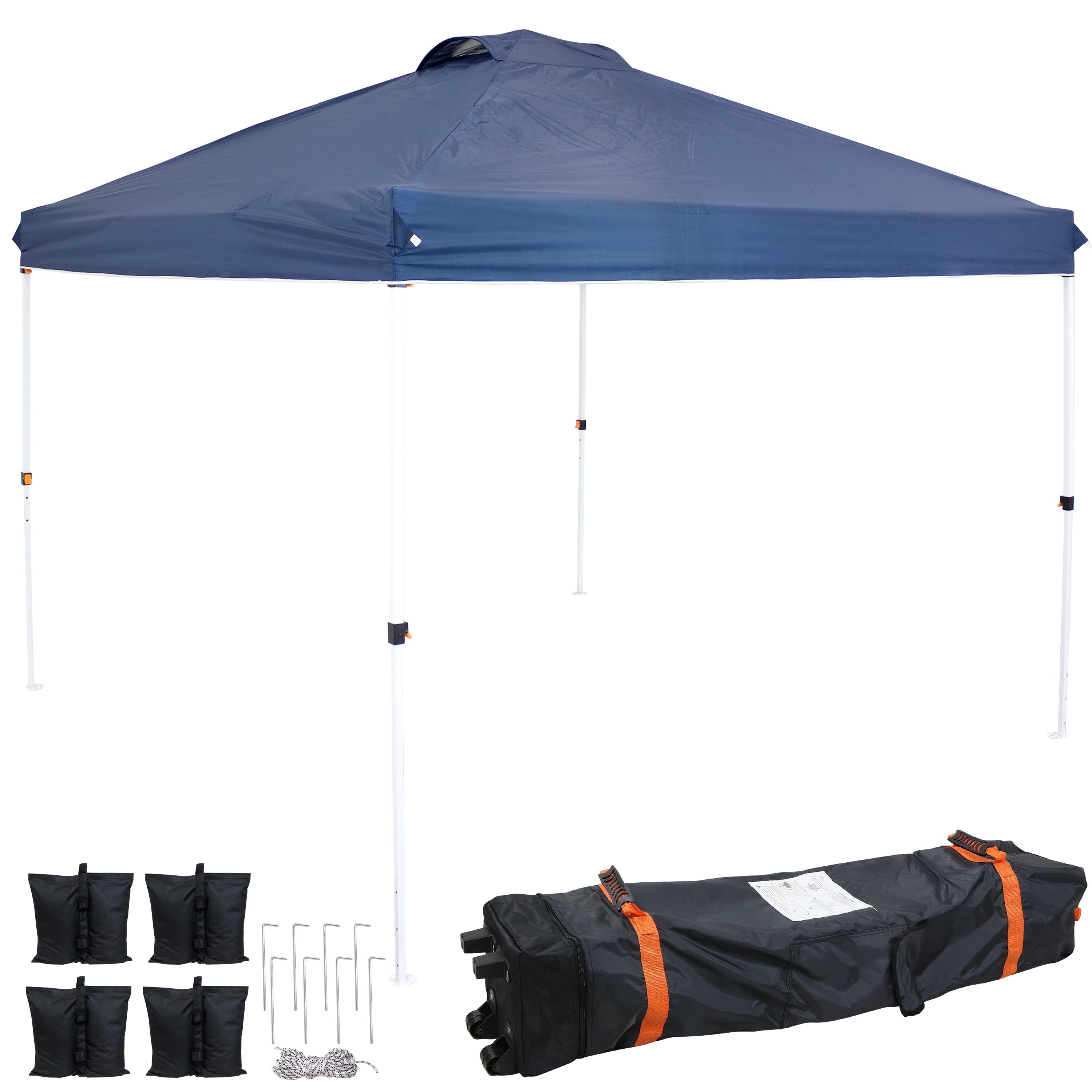  Sunnydaze Decor Premium Pop-Up Canopy with Rolling Carry Bag and Sandbags - Blue - Bonton