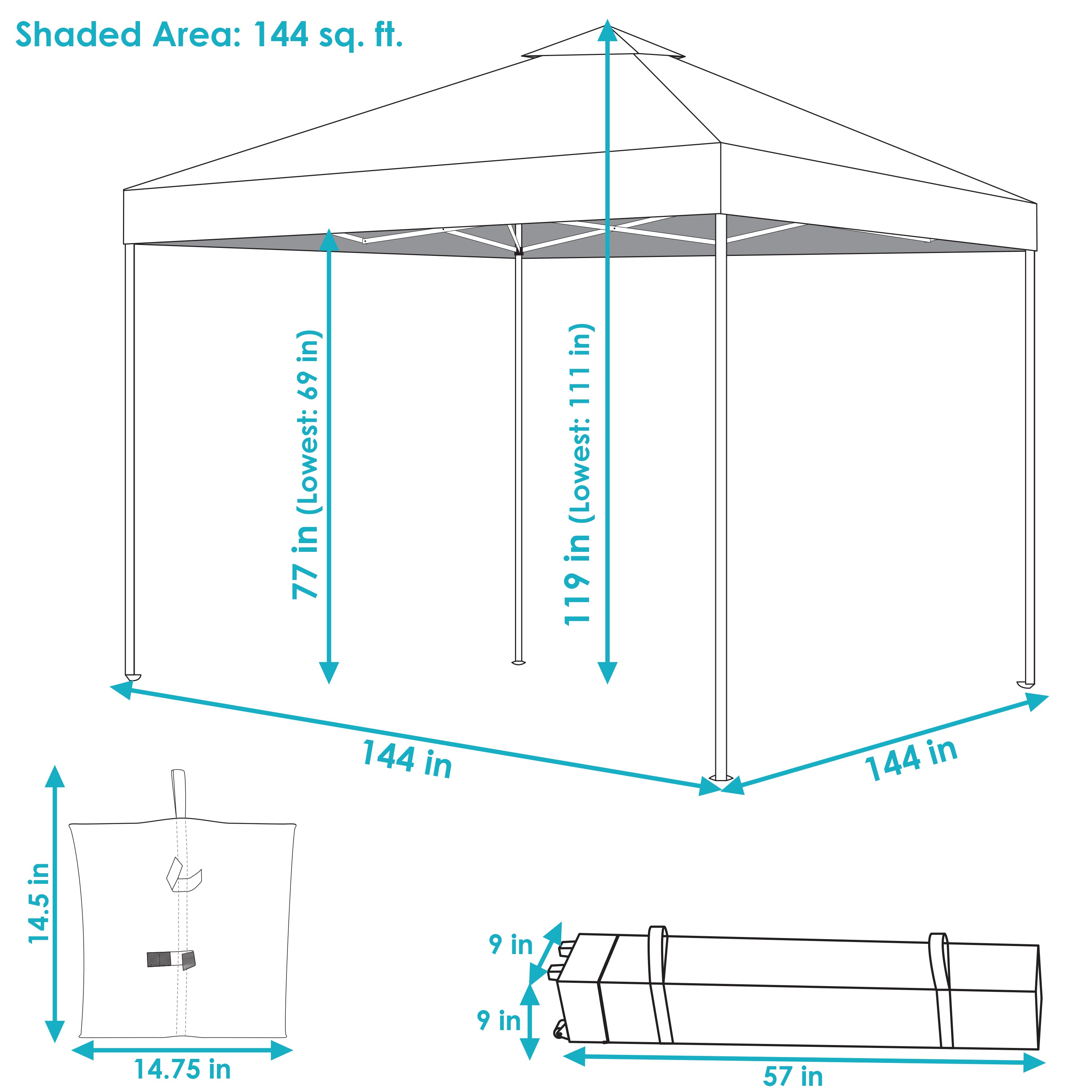  Sunnydaze Decor Premium Pop-Up Canopy with Rolling Carry Bag and Sandbags - Blue - Bonton