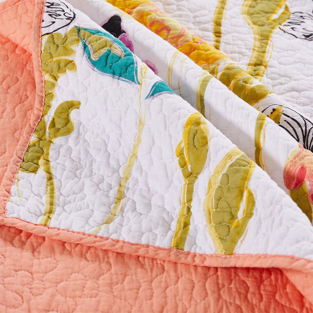  Greenland Home Fashions Watercolor Dream Reversible Quilt Set - White - Bonton