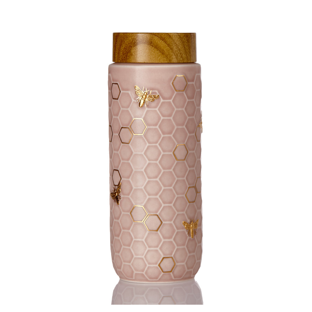  Acera Honey Bee Travel Mug / Gold 16 Oz - Black and hand-painted  Gold - Bonton