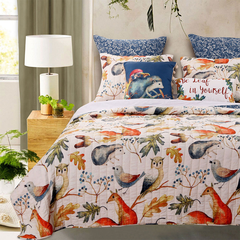  Greenland Home Fashions Willow Forest Friends Reversible Quilt Set - Multi - Bonton