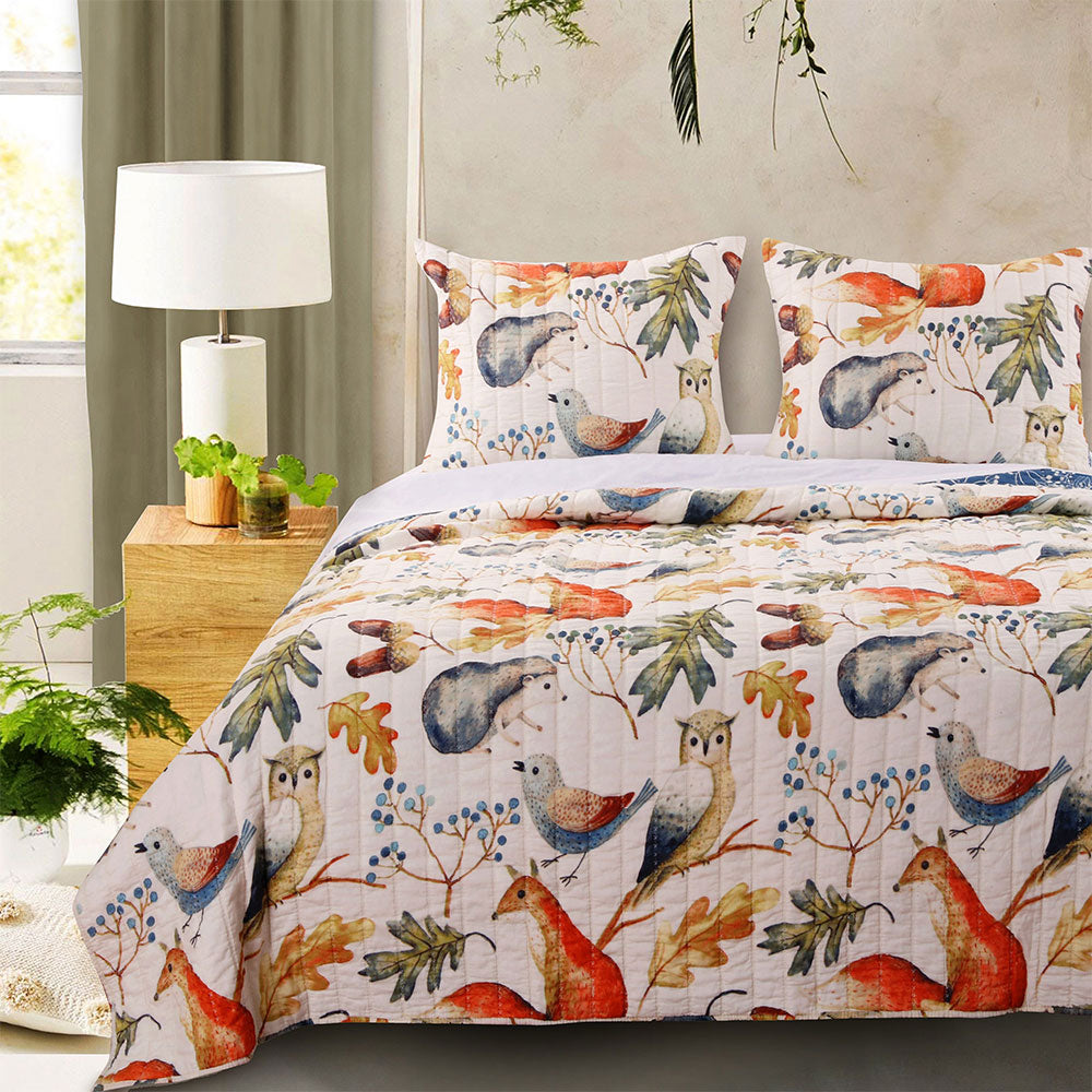  Greenland Home Fashions Willow Forest Friends Reversible Quilt Set - Multi - Bonton