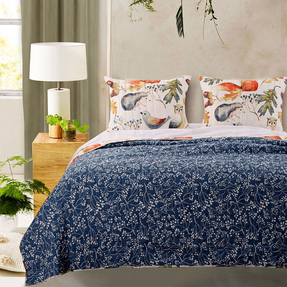  Greenland Home Fashions Willow Forest Friends Reversible Quilt Set - Multi - Bonton