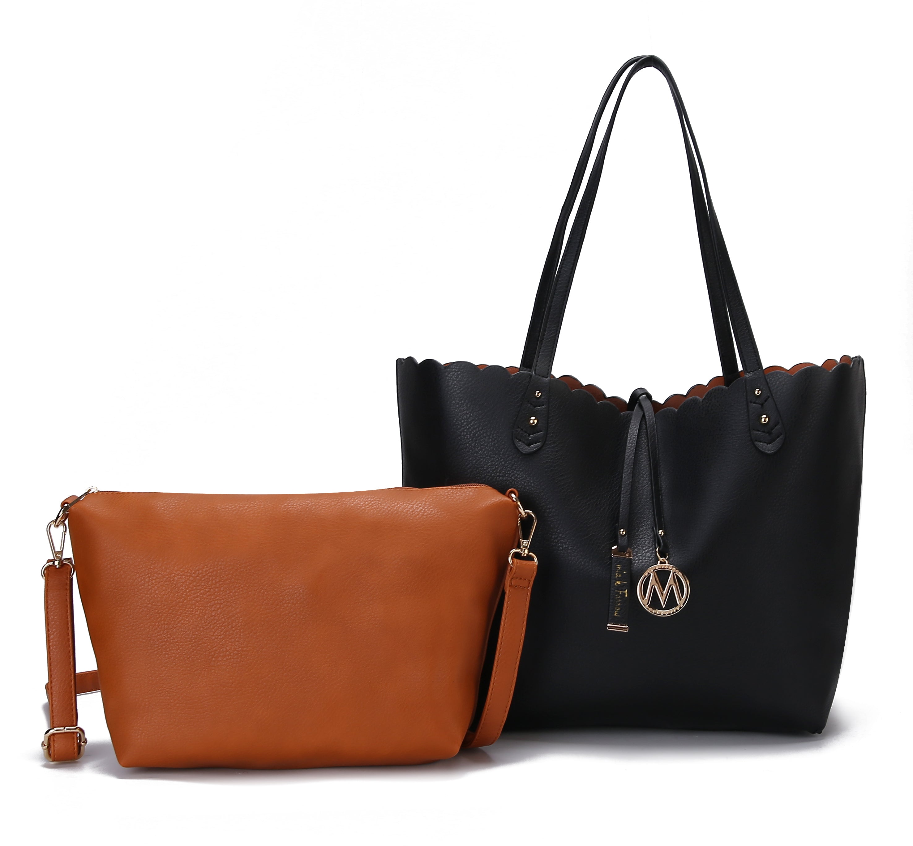  MKF Collection Amahia Reversible Tote Bag and Crossbody Set - Black - Bonton
