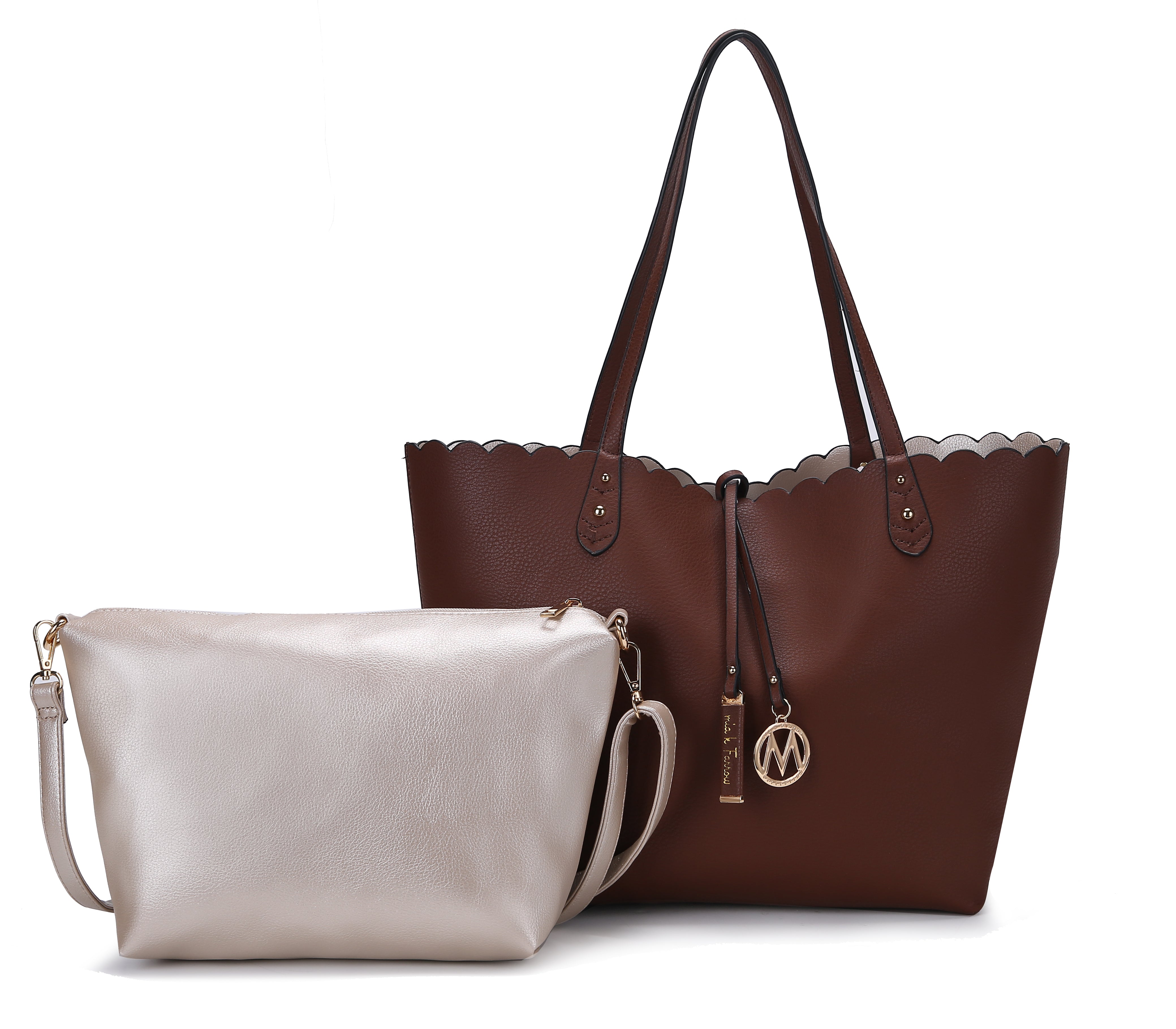  MKF Collection Amahia Reversible Tote Bag and Crossbody Set - Black - Bonton