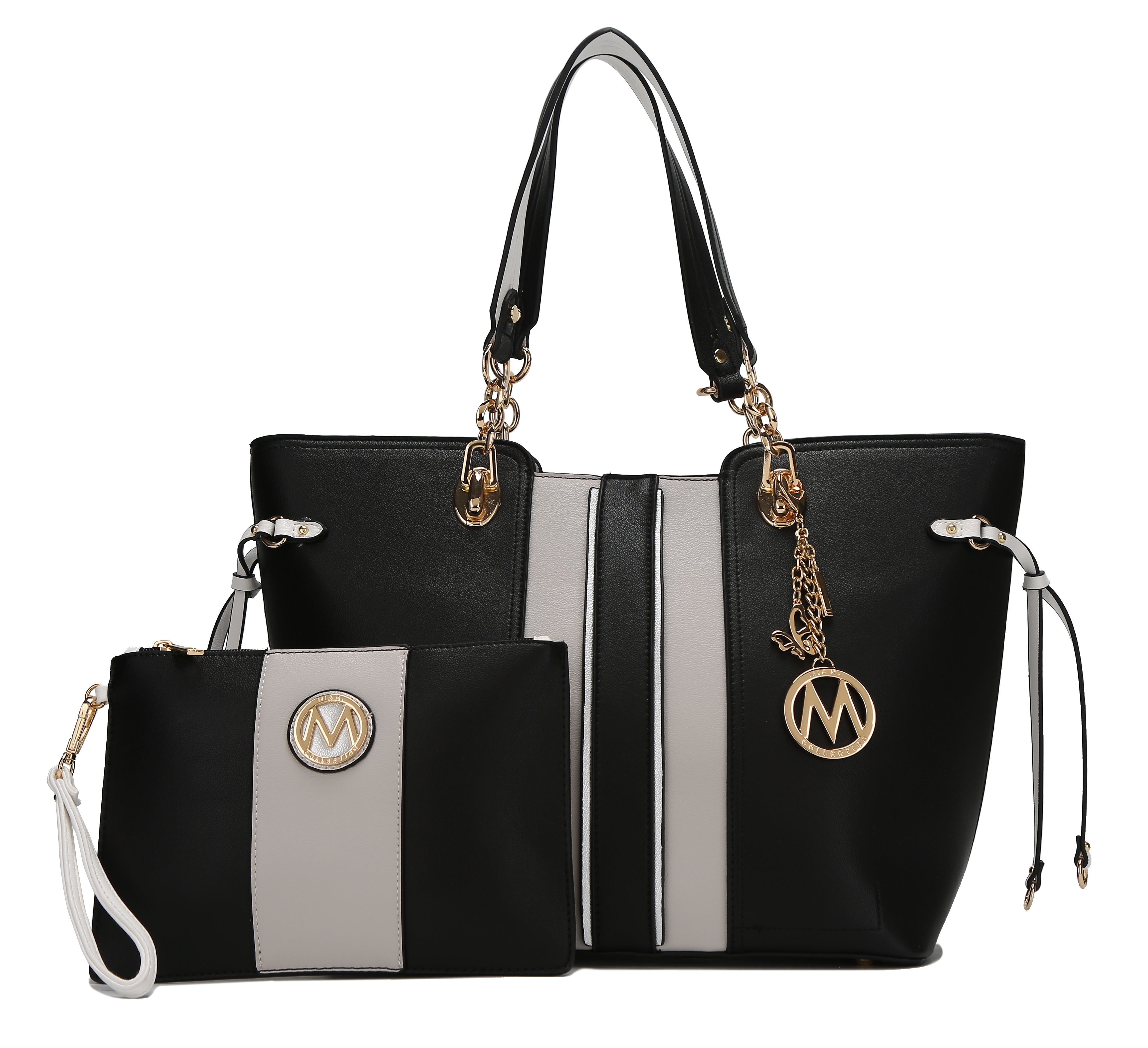  MKF Collection Holland Tote and Wristlet Pouch Set - Black - Bonton